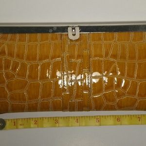 Orange faux crocodile wallet